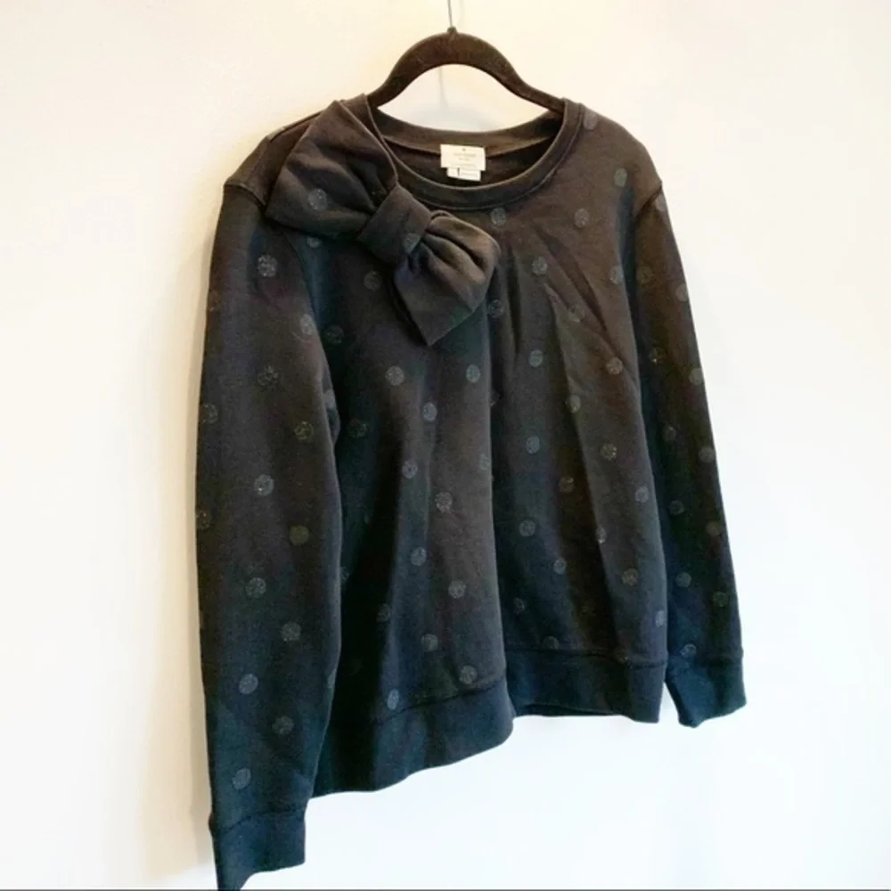 KATE SPADE NEW YORK Glitter Dot Bow Sweatshirt in Size Small
